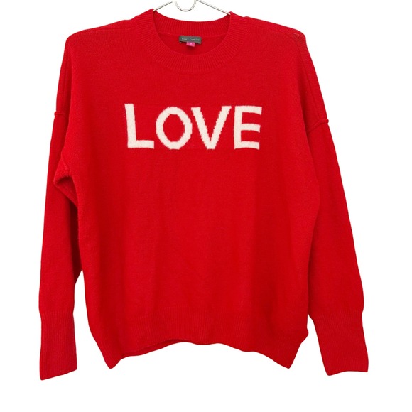 Vince‎ Camuto Cherry Red LOVE Long Sleeve Sweater Medium - Picture 1 of 7